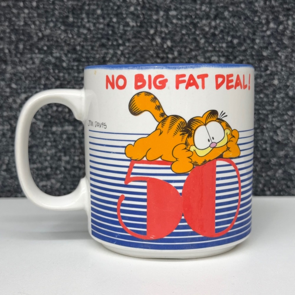 Vintage Garfield‎ No Big Fat Deal 50th Birthday Mug Enesco Korea Jim Davis Cup
